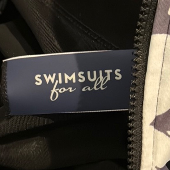 Swimsuits For All Black and Blue One Piece Swimwear with Vibrant Design. Size 28 - Picture 2 of 9